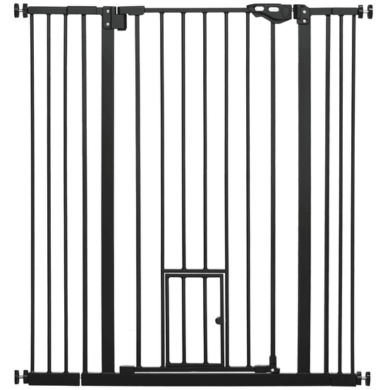 Barrière de sécurité acier pour animaux escalier double verrouillage 101x104cm noir