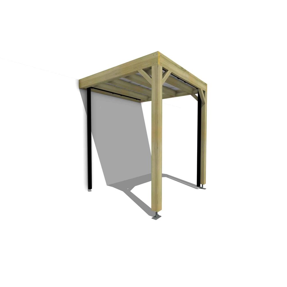 Carport bois adossé 5 m² • 2 x 2 m • hauteur de passage 2,37 m • sens largeur • livraison comprise