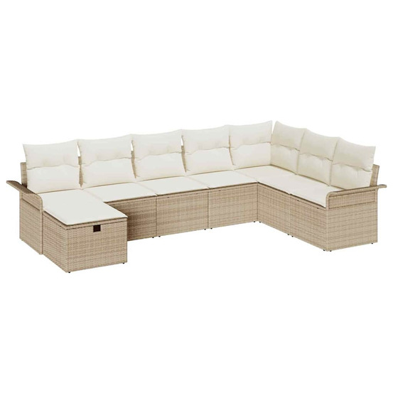 Ensemble de canapé de jardin 8 pcs beige poly rotin