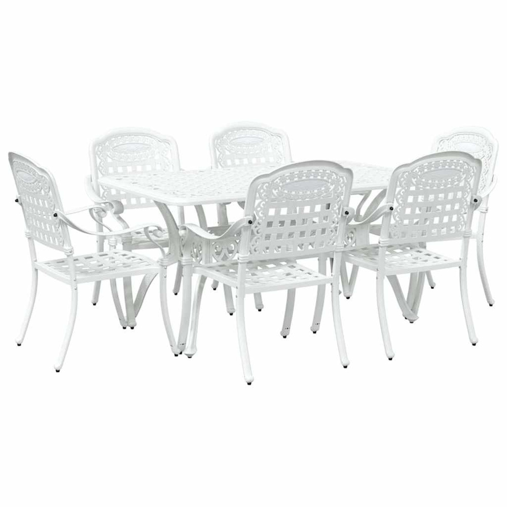 Ensemble de salle à manger pour jardin 7 pcs blanc aluminium