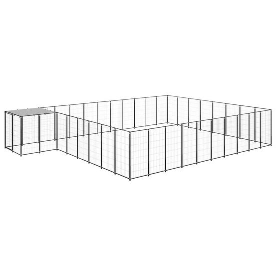 Chenil extérieur cage enclos parc animaux chien 25,41 m² acier noir