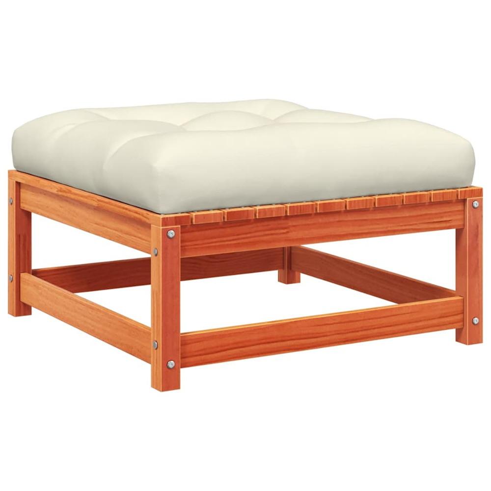 Repose-pied de jardin avec coussin bois massif de pin