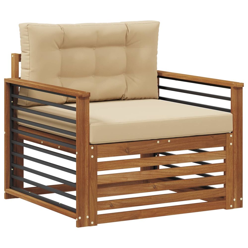 Canapé d’extérieur bois d'acacia massif et polyester
