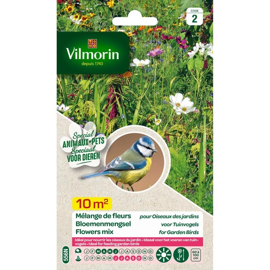 Sachet de graines mélange de fleurs attire les oiseaux 10m²