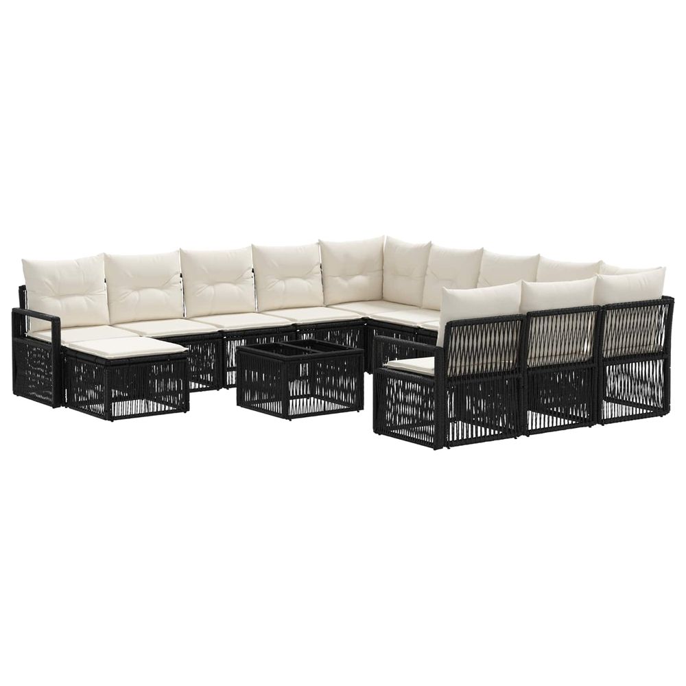Ensemble de canapé de jardin 13 pc noir polyrotin