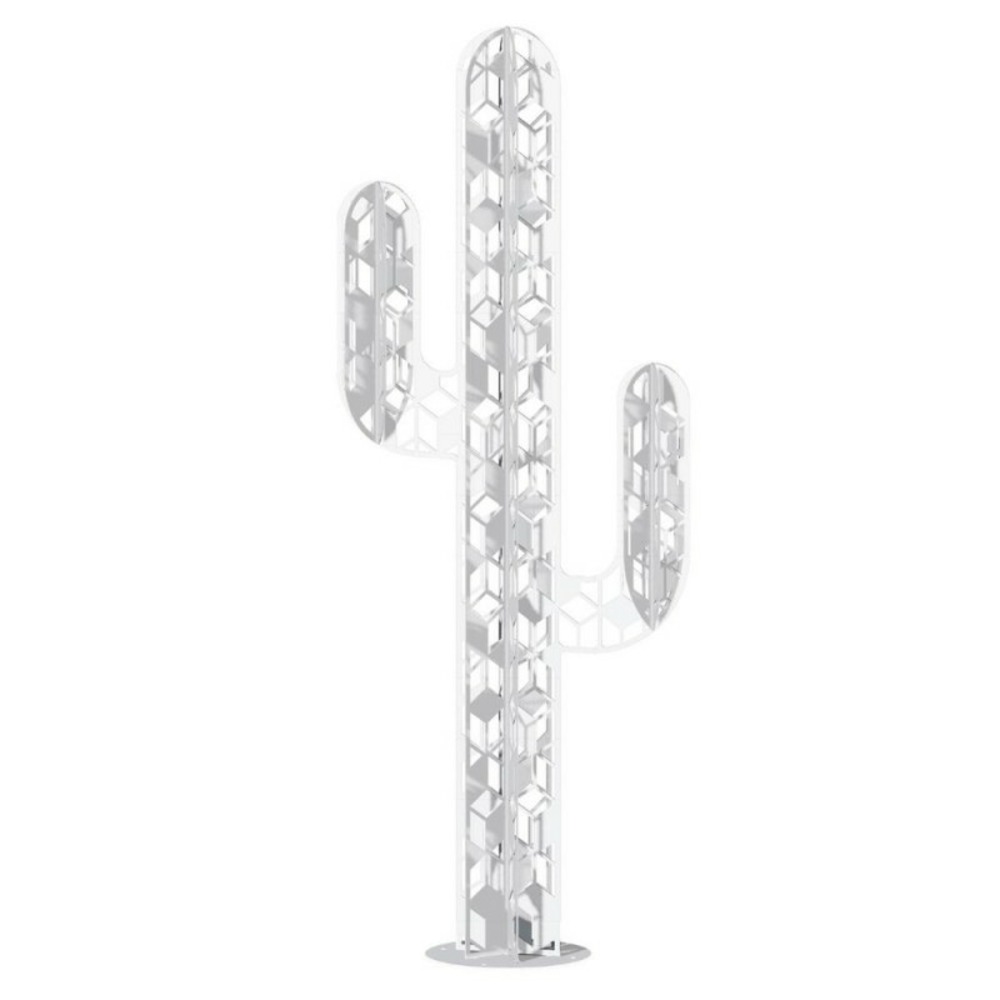 Cactus métal 3 branches origami - blanc 110 cm