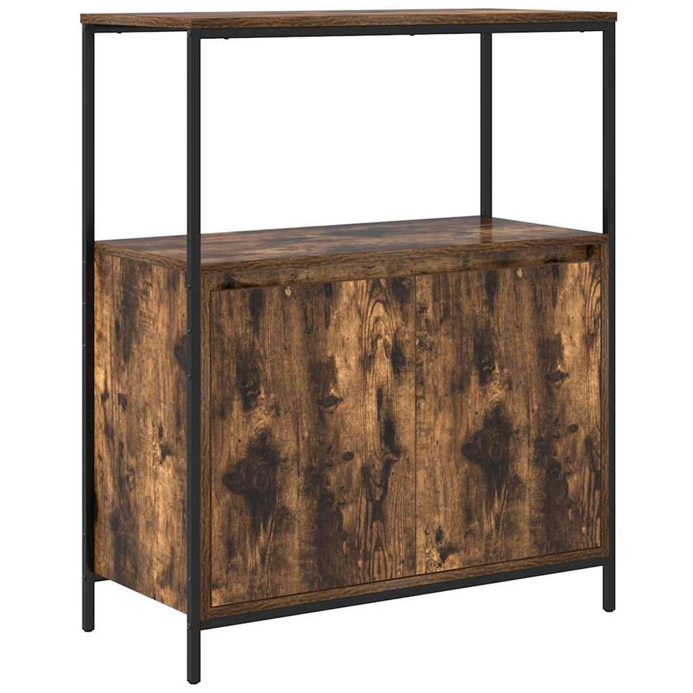Meuble de salle de bain avec étagères chêne fumé 76,5x35x95 cm