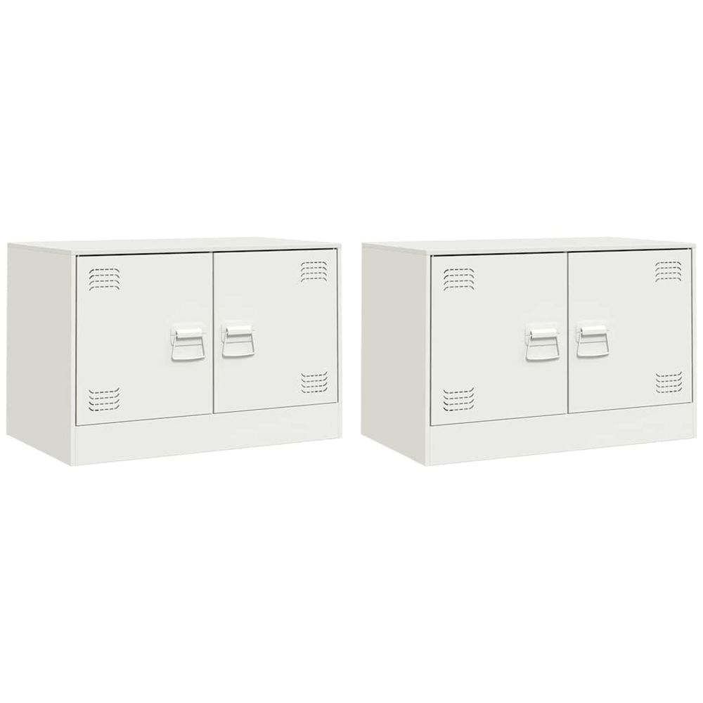 Meubles tv 2 pcs blanc 67x39x44 cm acier
