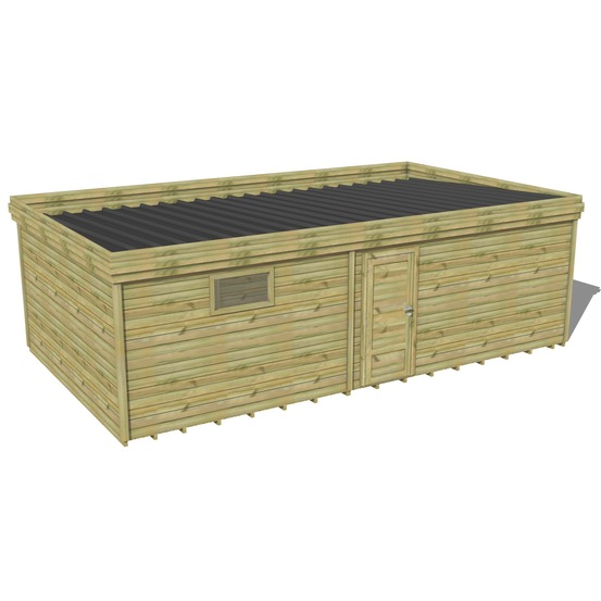 Abri de jardin bois pin traité autoclave 27mm - 8,19x4,34m / 36m2 - bac acier - plancher bois
