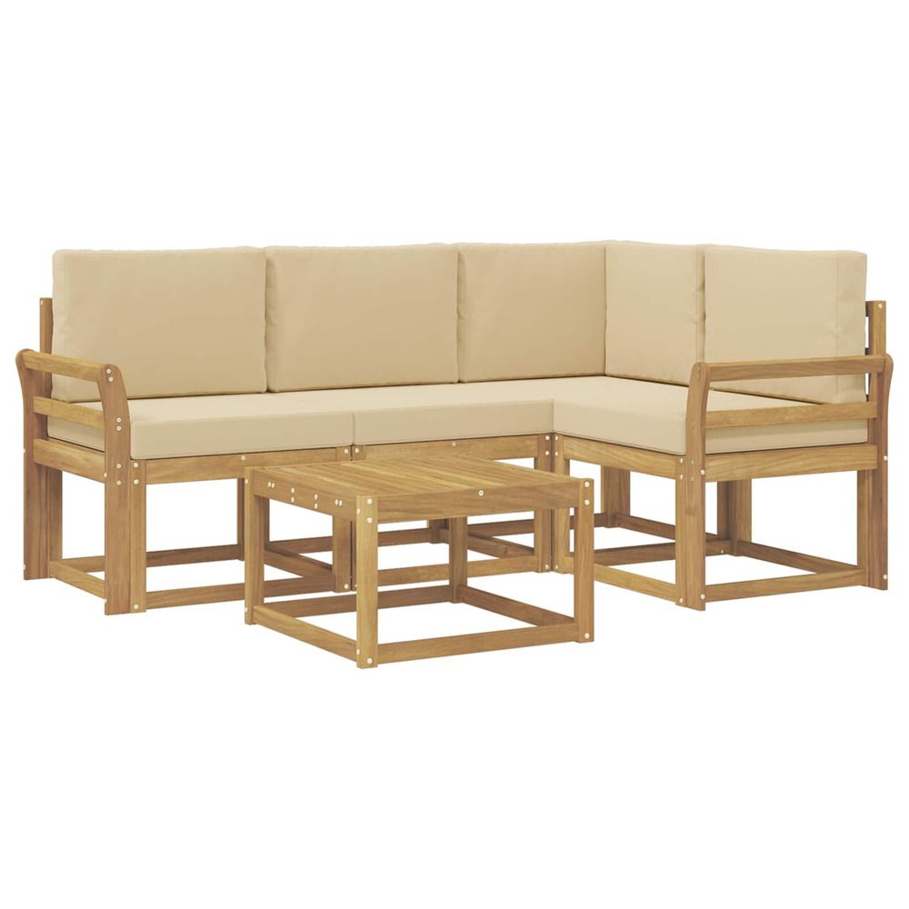 Ensemble de canapés d'extérieur 5 pc blanc et beige