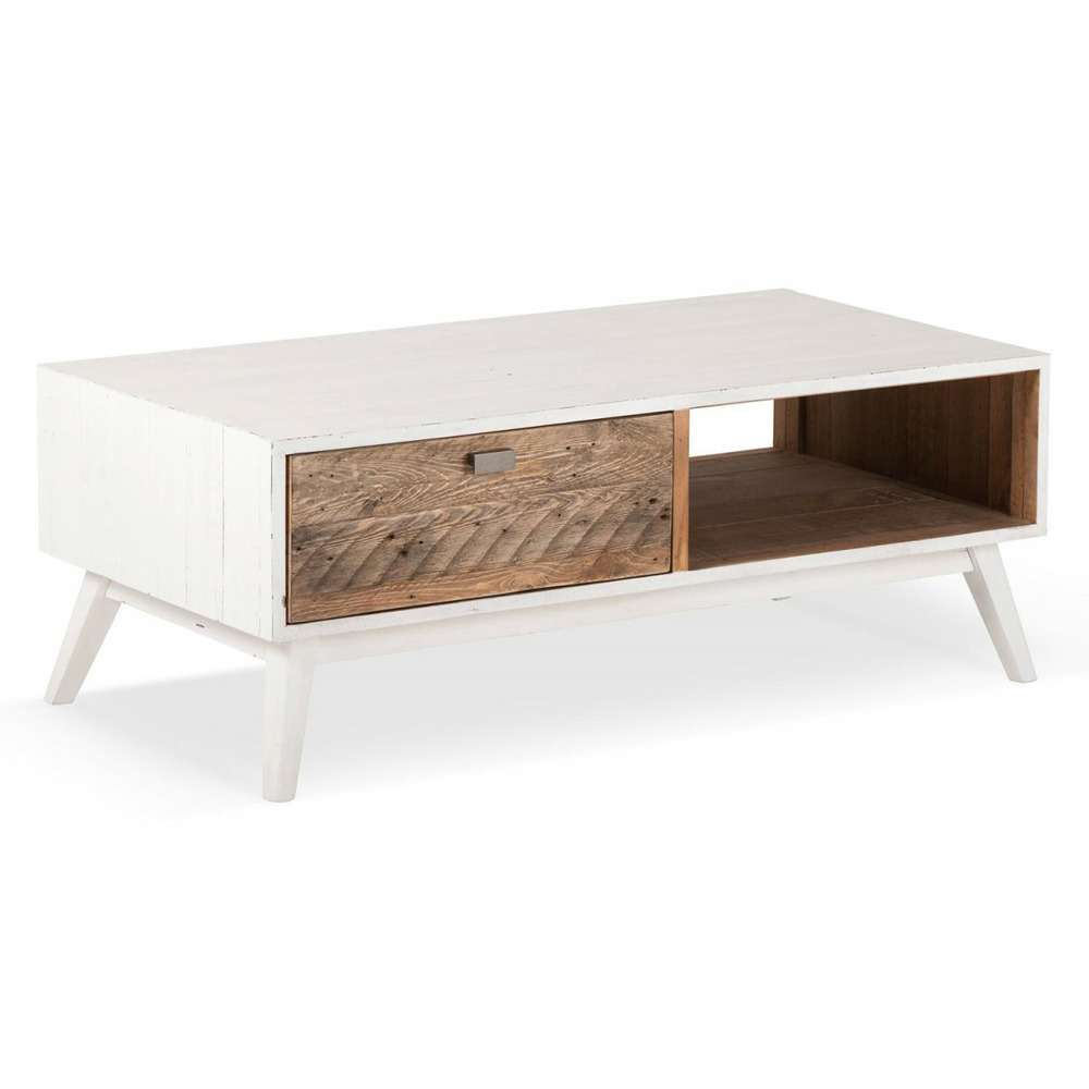 Table basse 1 tiroir bois blanc 120x60x45cm