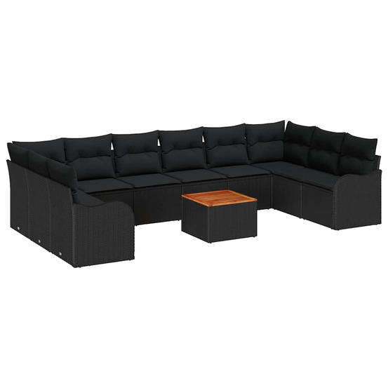 Ensemble de canapé de jardin 11 pcs noir