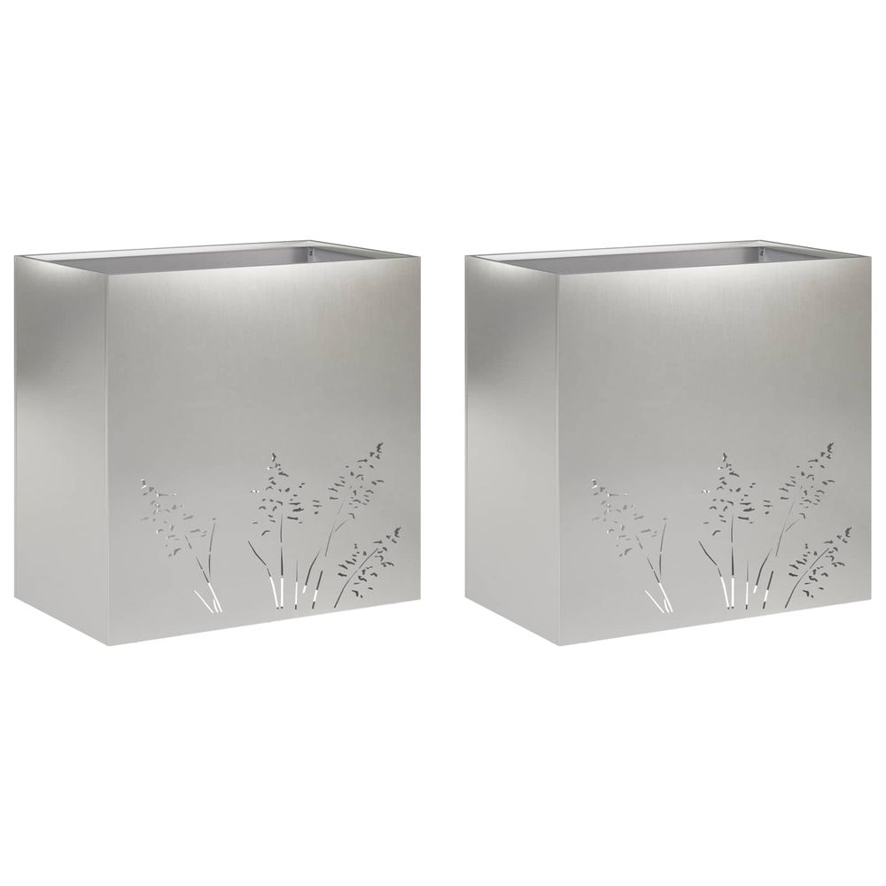 Cache-pot de jardin 2 pc argenté 50 x 30 x 49 cm
