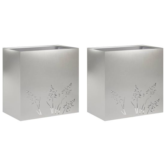 Cache-pot de jardin 2 pc argenté 50 x 30 x 49 cm
