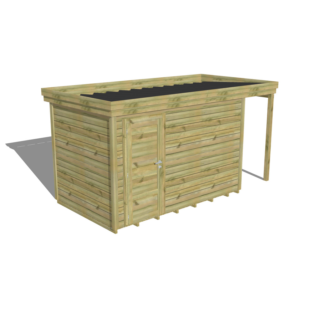 Abri de jardin bois pin traité autoclave 27mm - 4,44x2,14m / 10m2 - bac acier - plancher bois