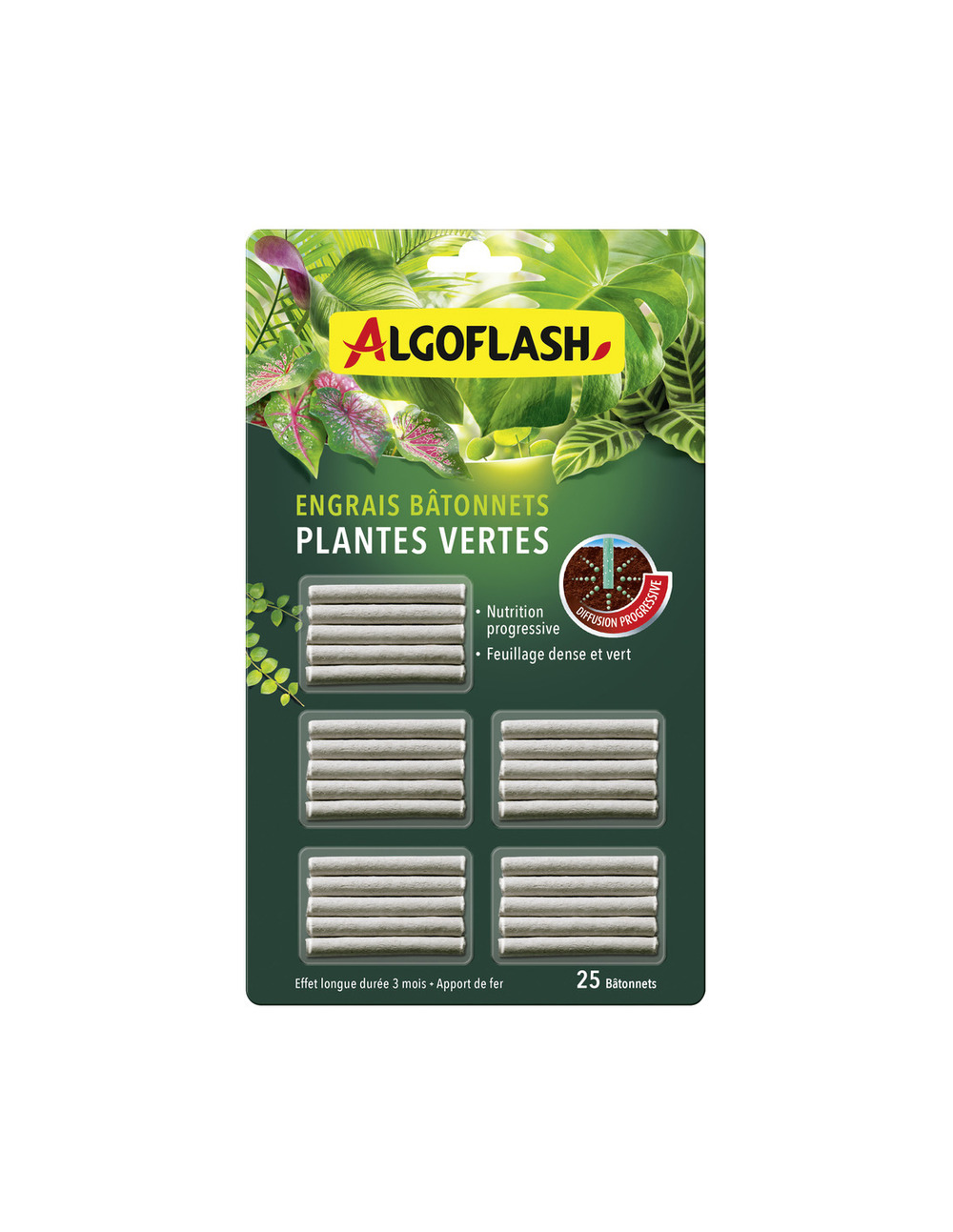 Bâtonnets d'engrais plantes vertes x30 - algoflash
