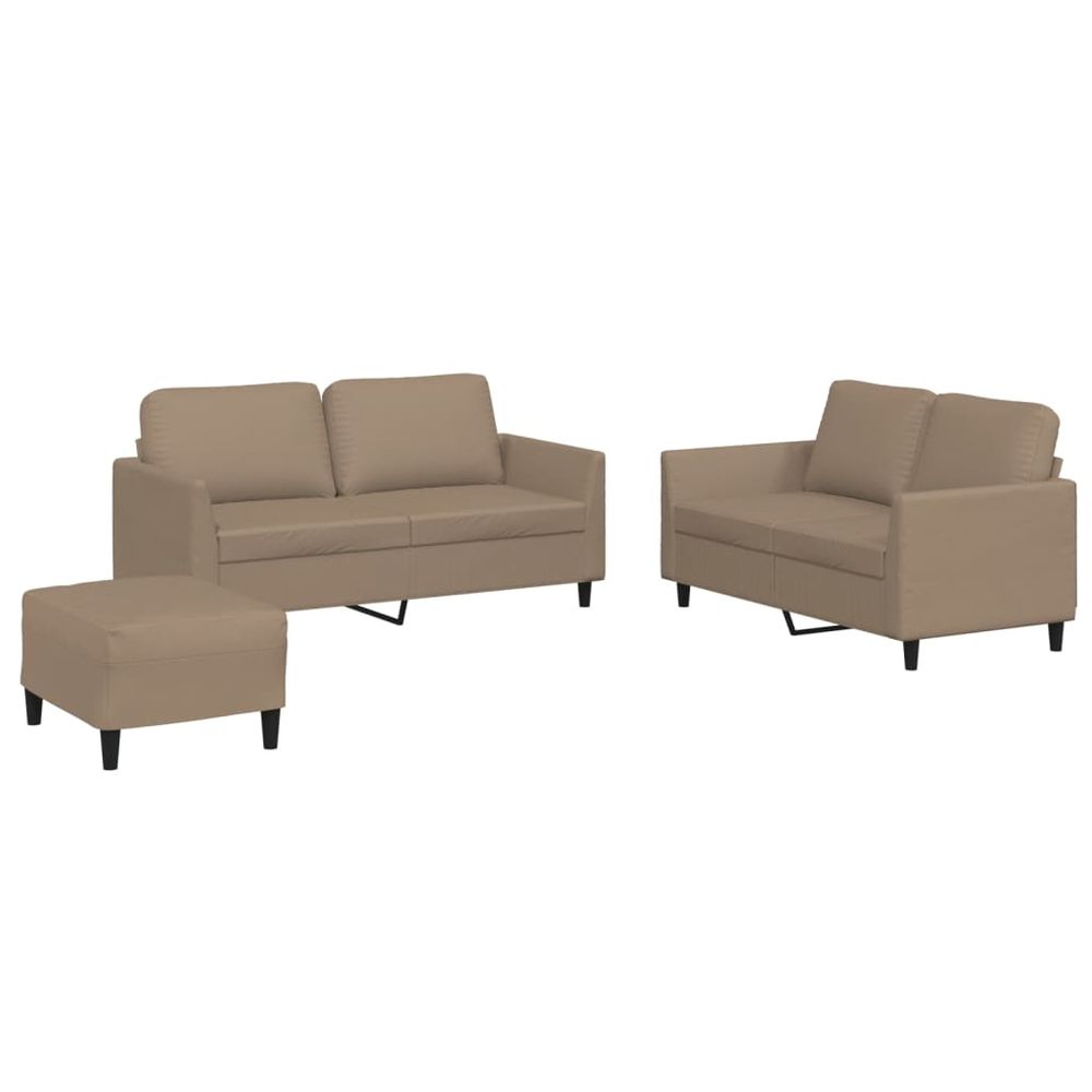 Ensemble de canapés 3 pcs avec coussins cappuccino similicuir
