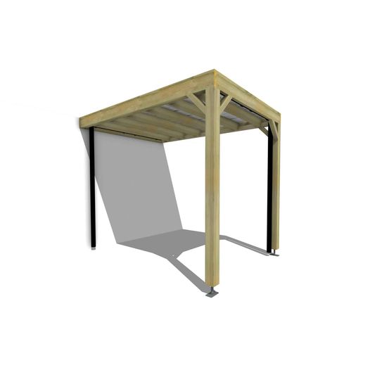 Carport bois • 2m x 3m • adossée • sens largeur • livraison comprise