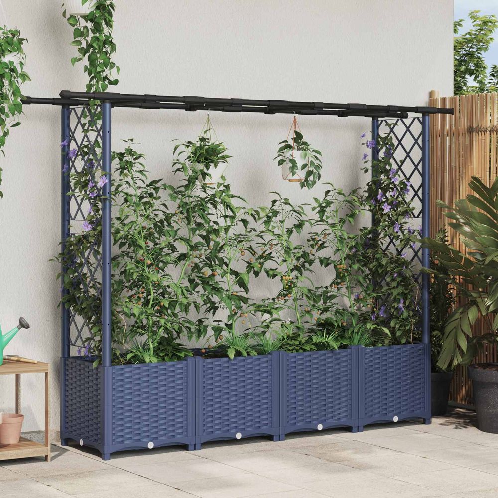Grande jardinière treillis polypropylène jardin support plantes 203cm gris