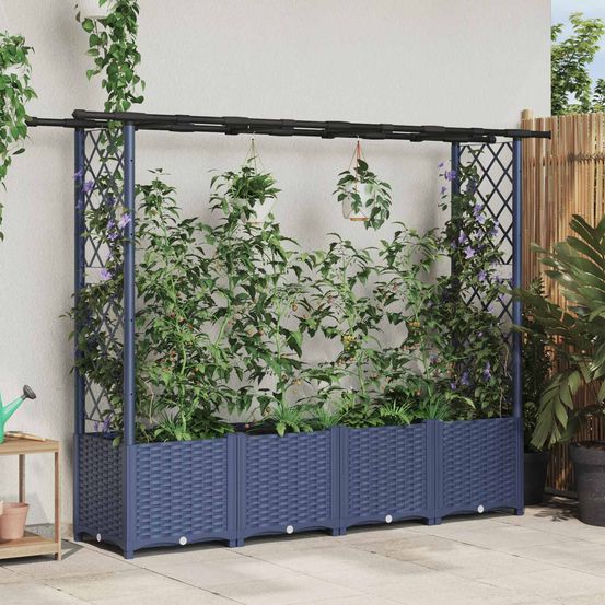 Grande jardinière treillis polypropylène jardin support plantes 203cm gris