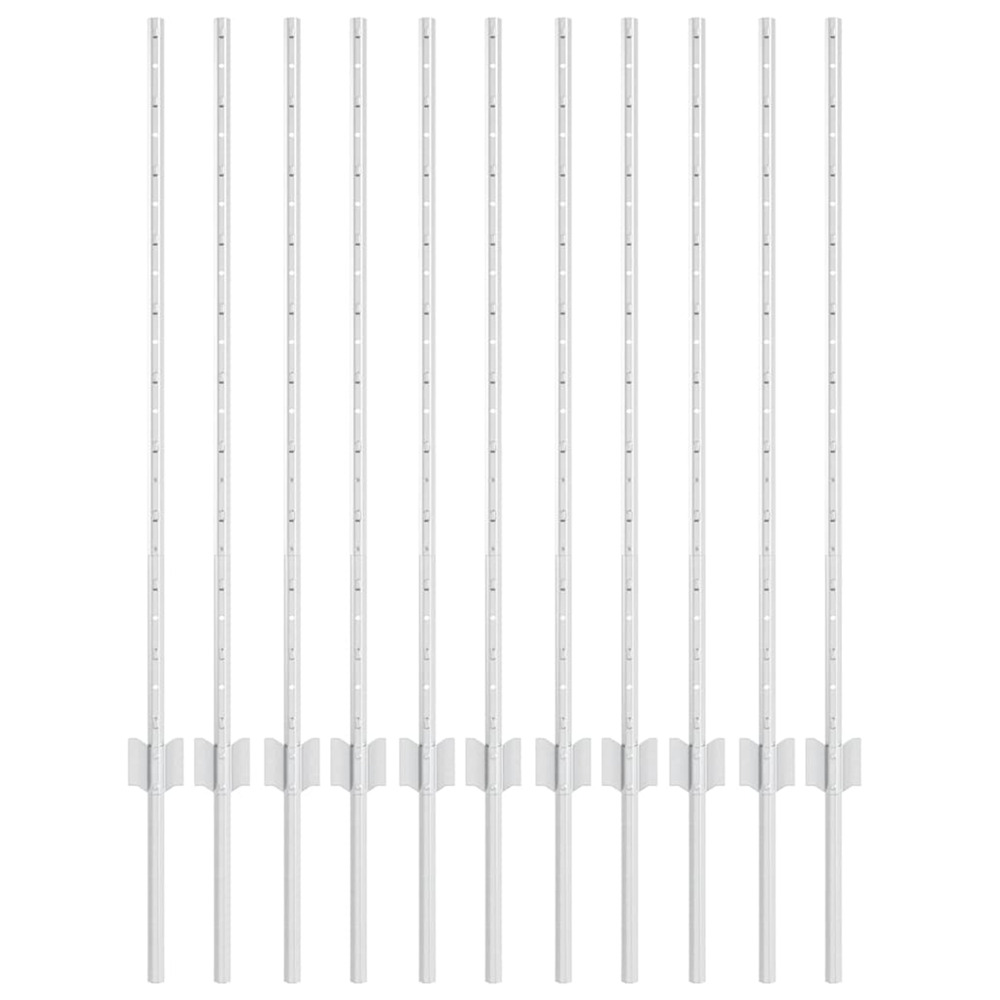 Poteaux de clôture 22 pcs argent 100 cm acier galvanisé