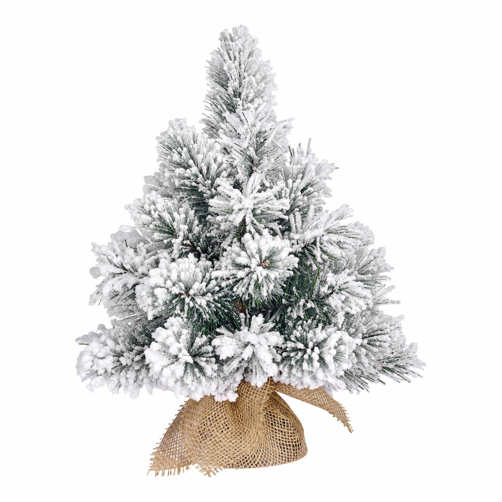 Black box trees - sapin de noël artificiel effet givre avec toile de jute h60