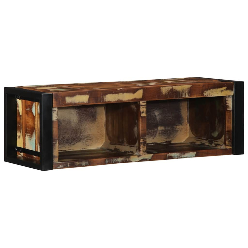Meuble tv multicolore 80x30x25 cm bois de récupération solide