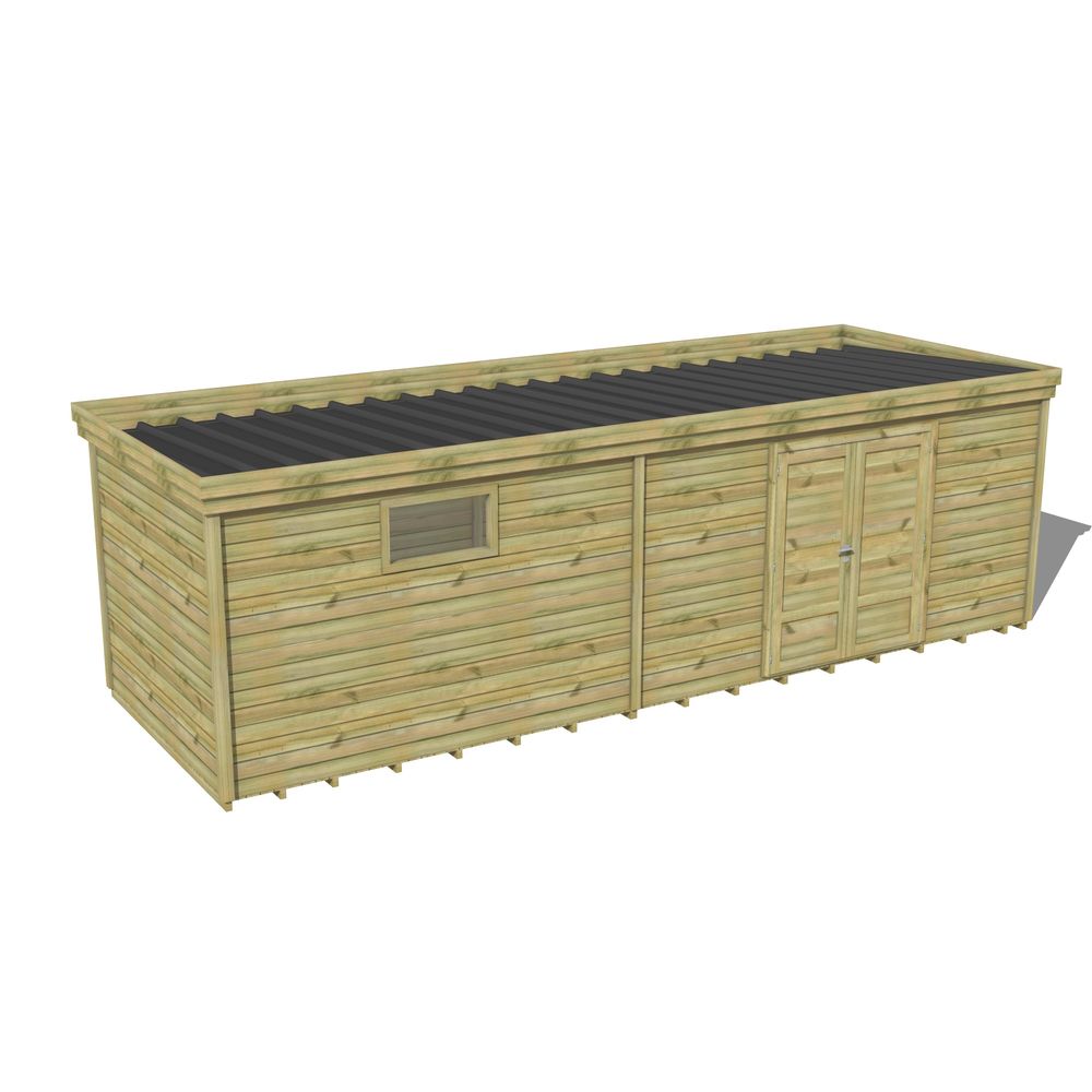 Abri de jardin bois pin traité autoclave 27mm - 7,695x2,64m / 20m2 - bac acier - plancher bois