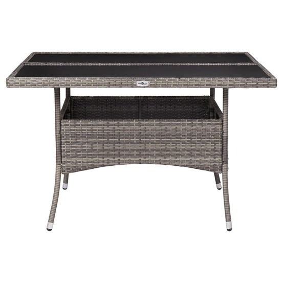 Table à manger d'extérieur gris résine tressée et verre
