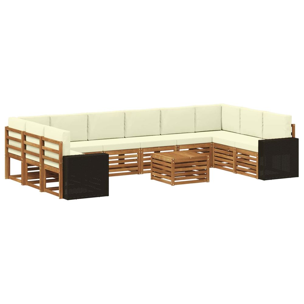 Ensemble de canapés d'extérieur 11 pc naturel et crème