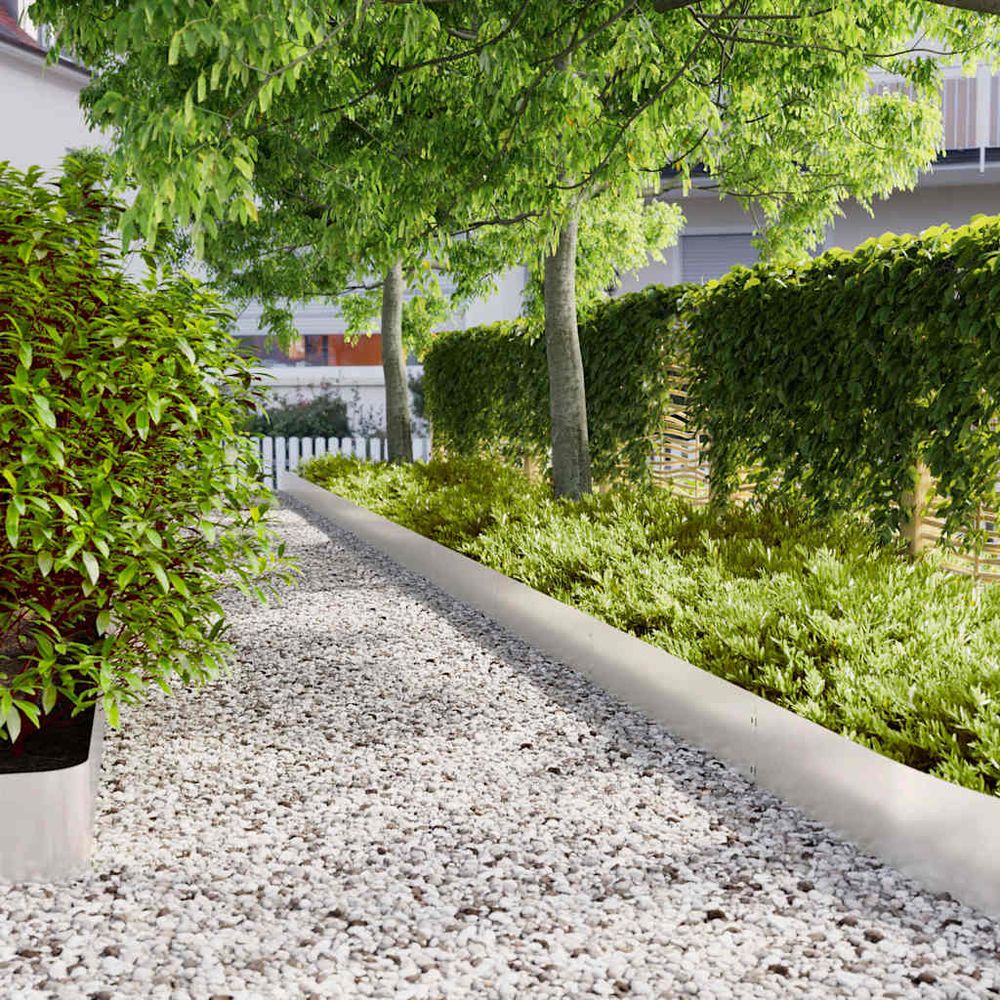 Bordure de pelouse acier inoxydable aménagement jardin 103x20cm argent