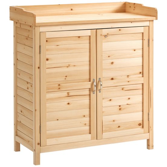 Armoire de jardin bois de sapin 83 x 40 x 92 cm 2 portes rangement surélevé - comfortxl outdoor living