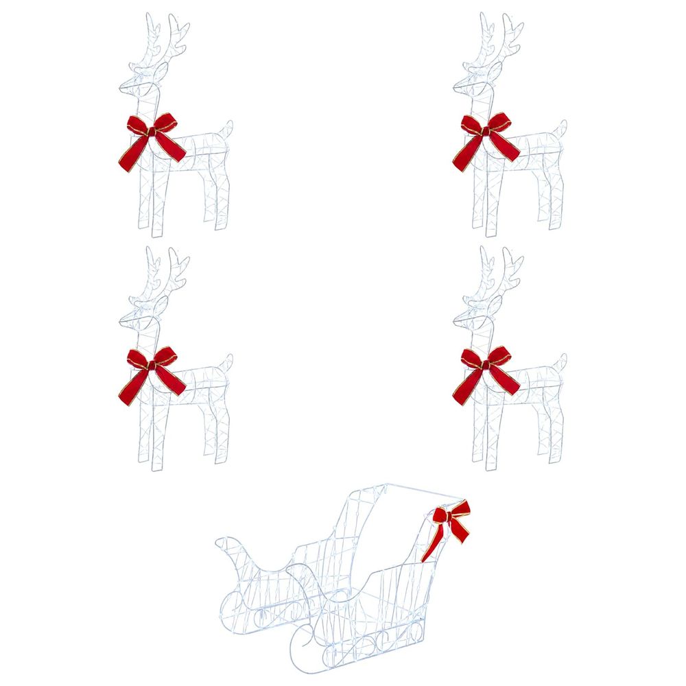 Renne de noël avec traîneau 5 pc 580 led blanc froid
