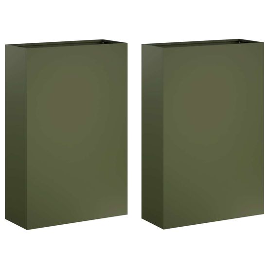 Cache-pot de jardin 2 pc vert olive 40 x 20 x 75 cm