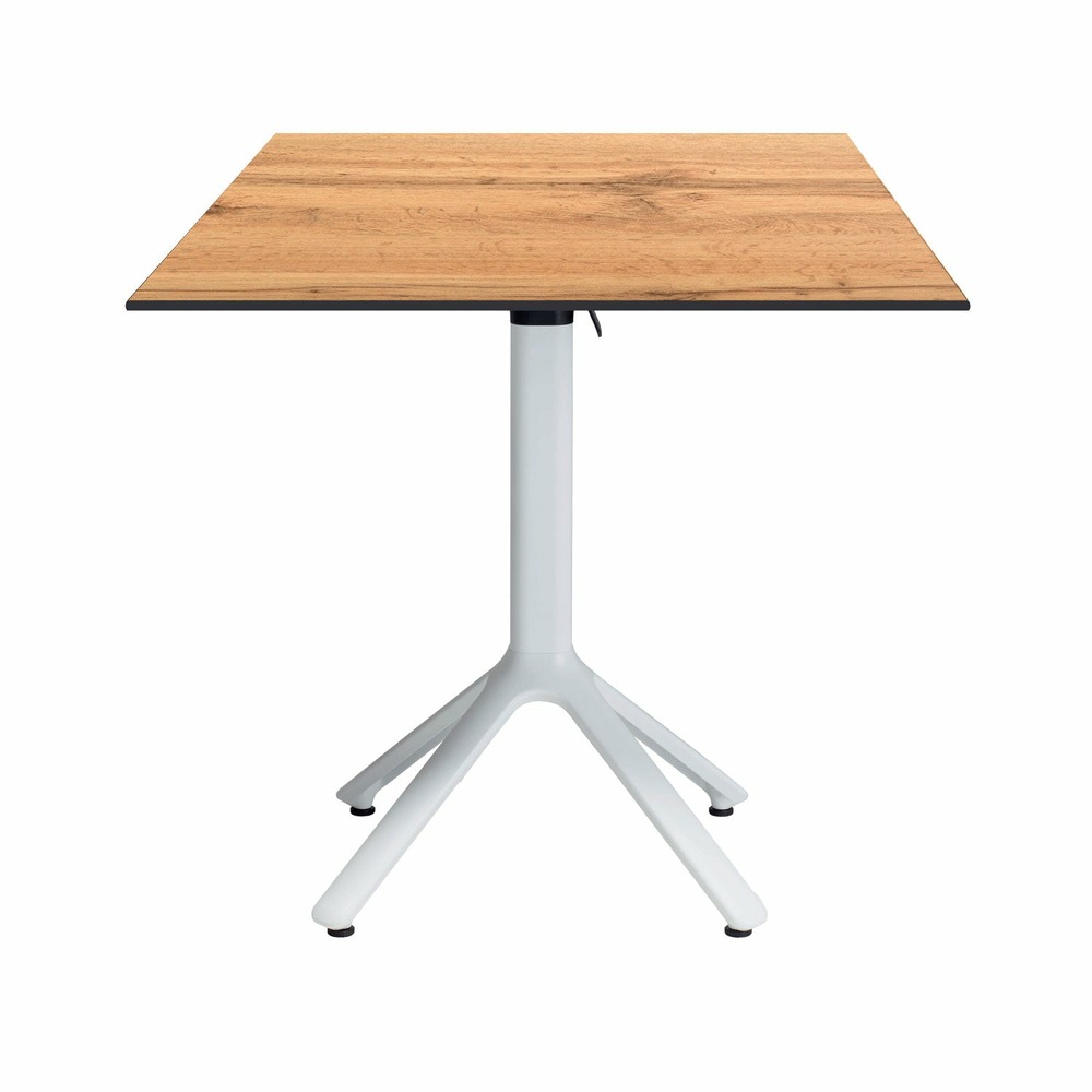 Restootab - table pliable nemo blanche pour extérieur décor bois 70x70