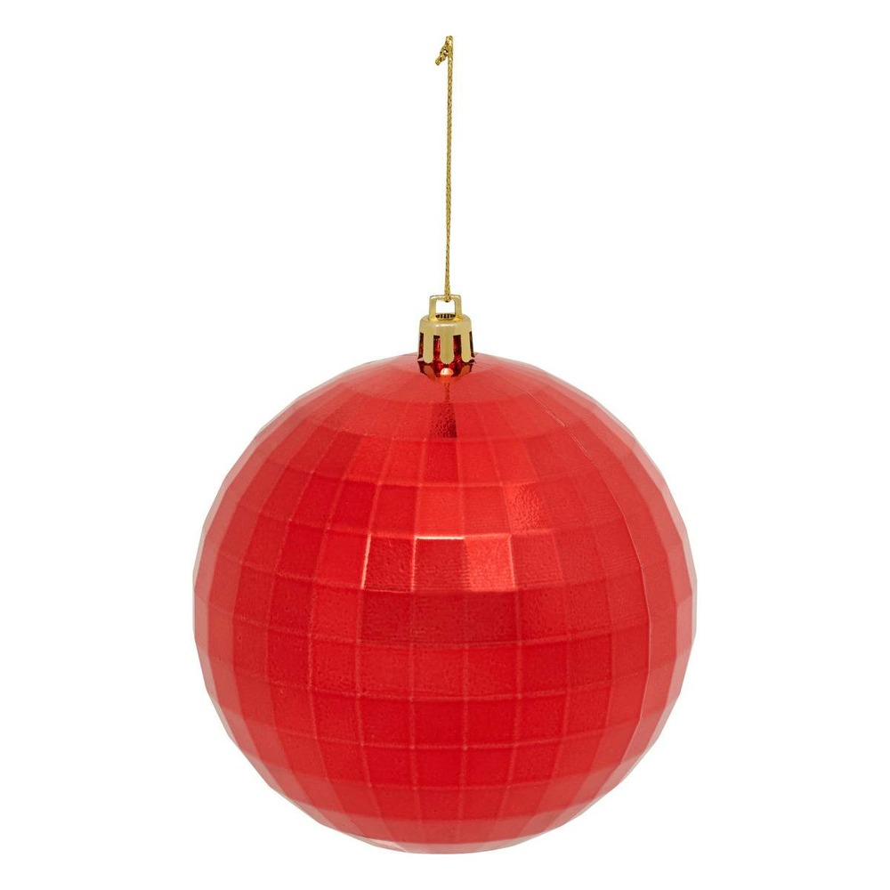 Boule effet miroir d.10cm polystyrène recyclé rouge