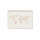 Carte du monde en liège - woody map aquarelle colonial / 60 x 45 cm / cadre blanc
