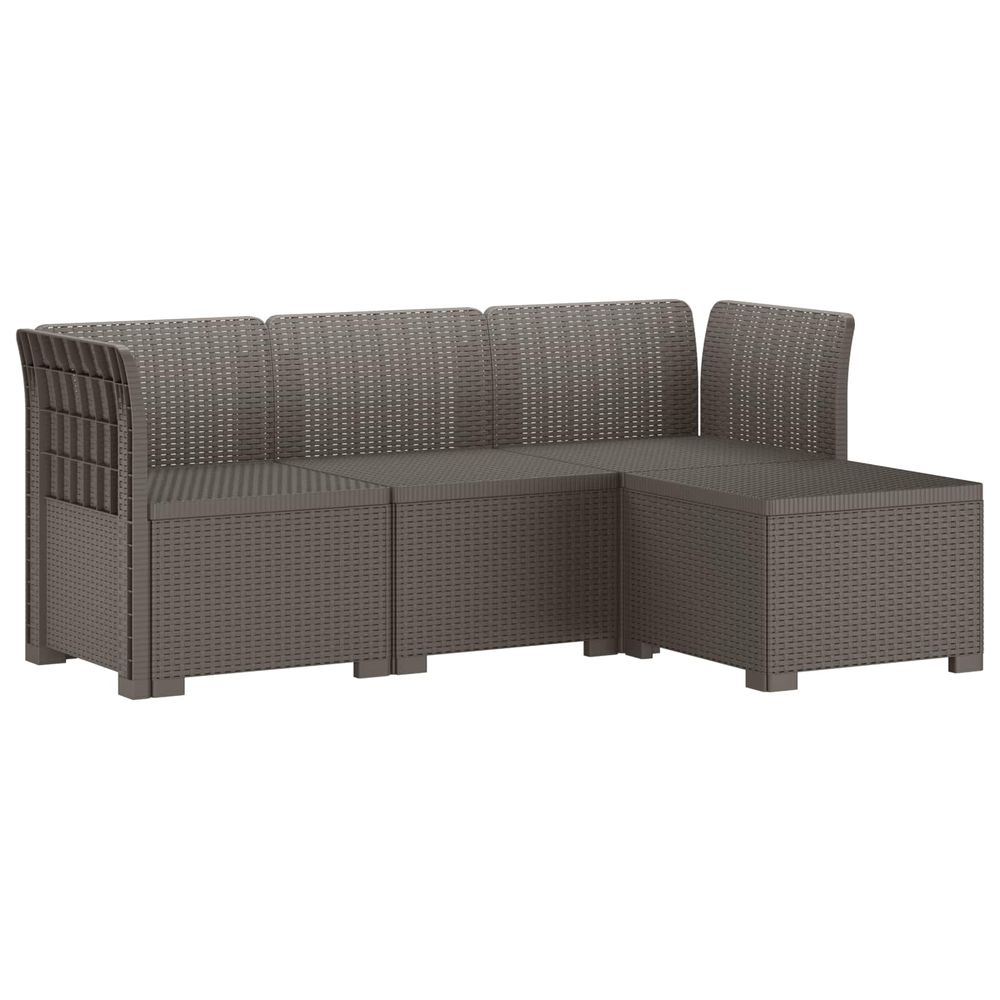 Canapé de jardin 4 places style rotin pp gris clair