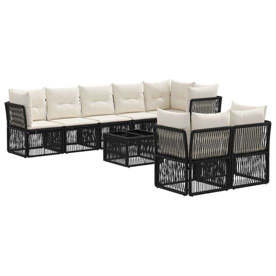 Ensemble de canapé de jardin 9 pc noir polyrotin