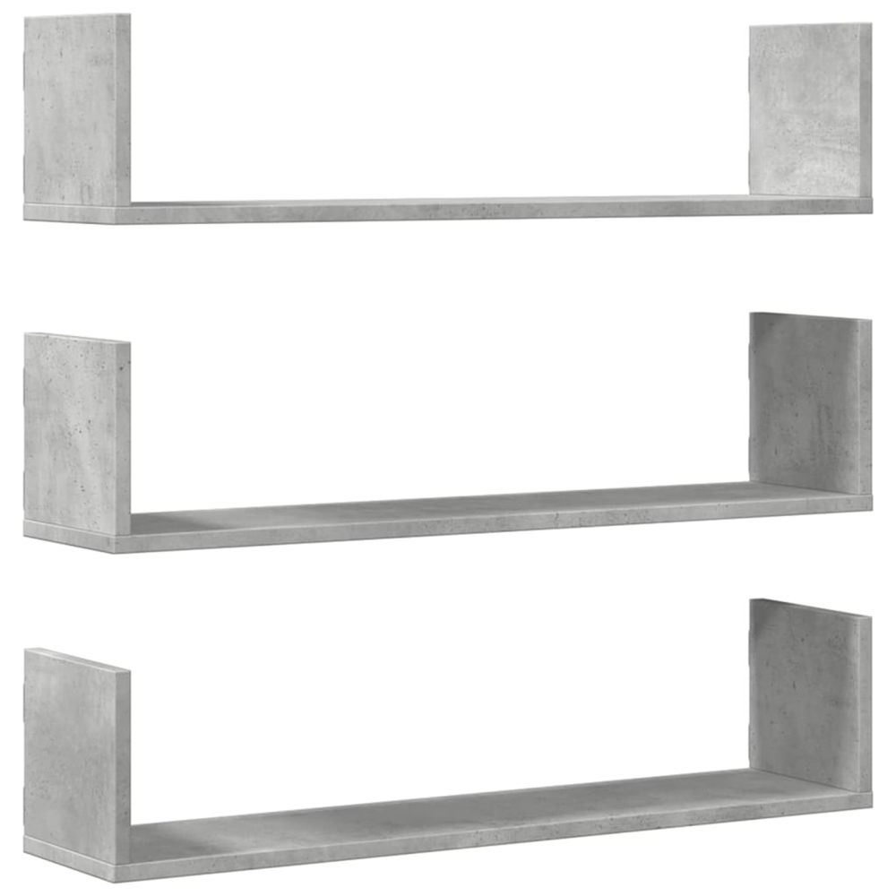 Étagères murales 3 pcs gris béton 80x18x18 cm bois d'ingénierie