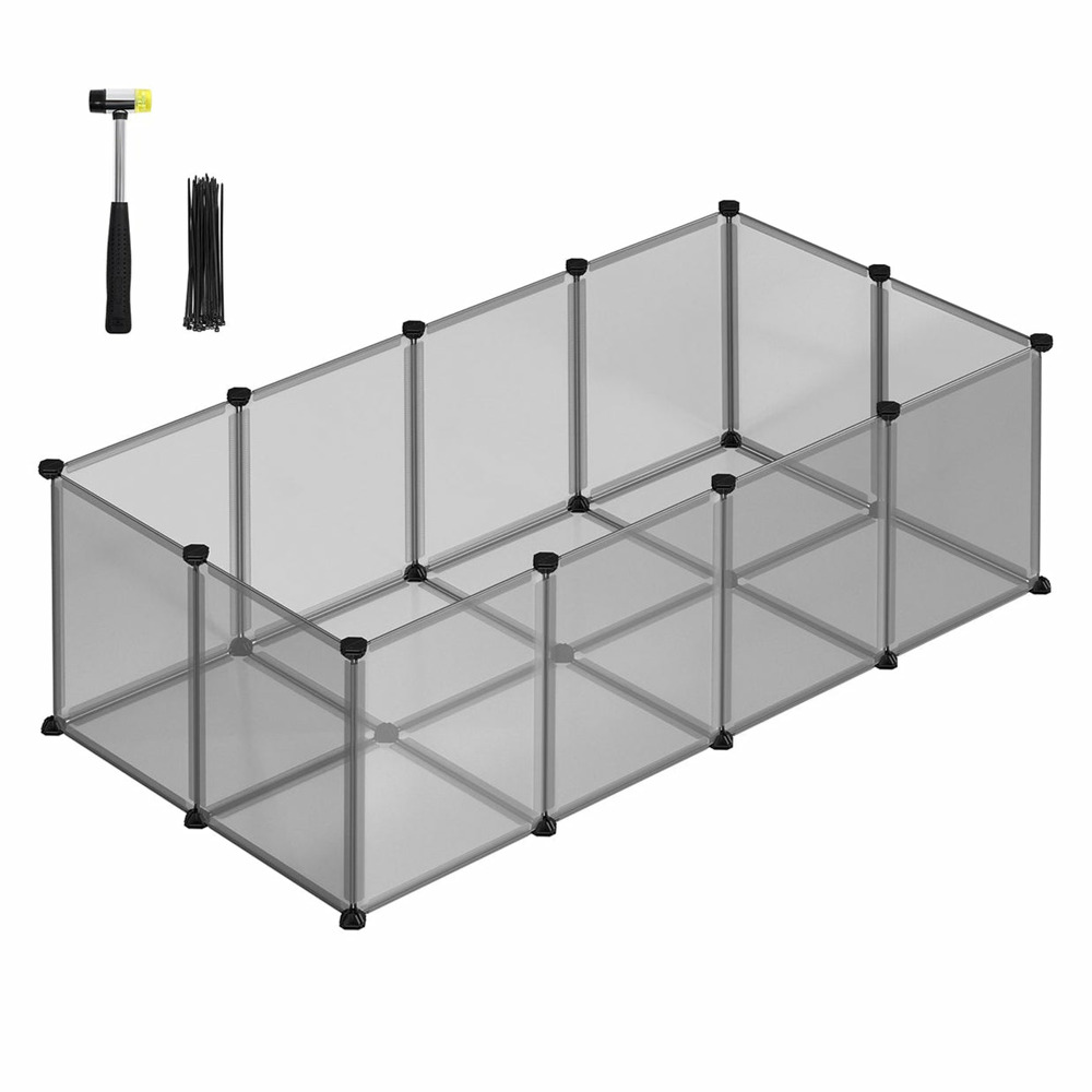 Parc enclos cage clôture avec plancher intérieur modulable en plastique pour cochon d’inde lapin hérisson petits animaux blan