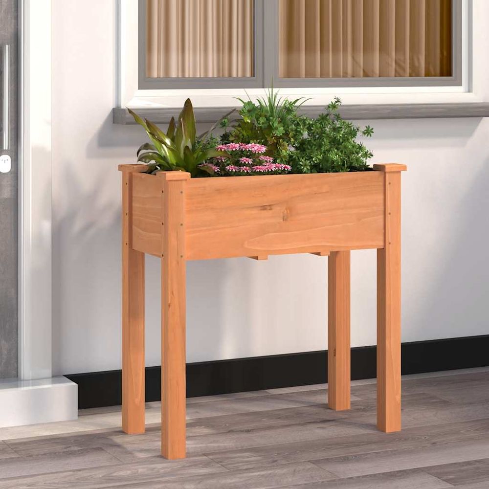 Jardinière sur pieds bois de sapin pour potager balcon marron 71cm
