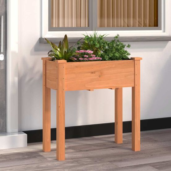 Jardinière sur pieds bois de sapin pour potager balcon marron 71cm