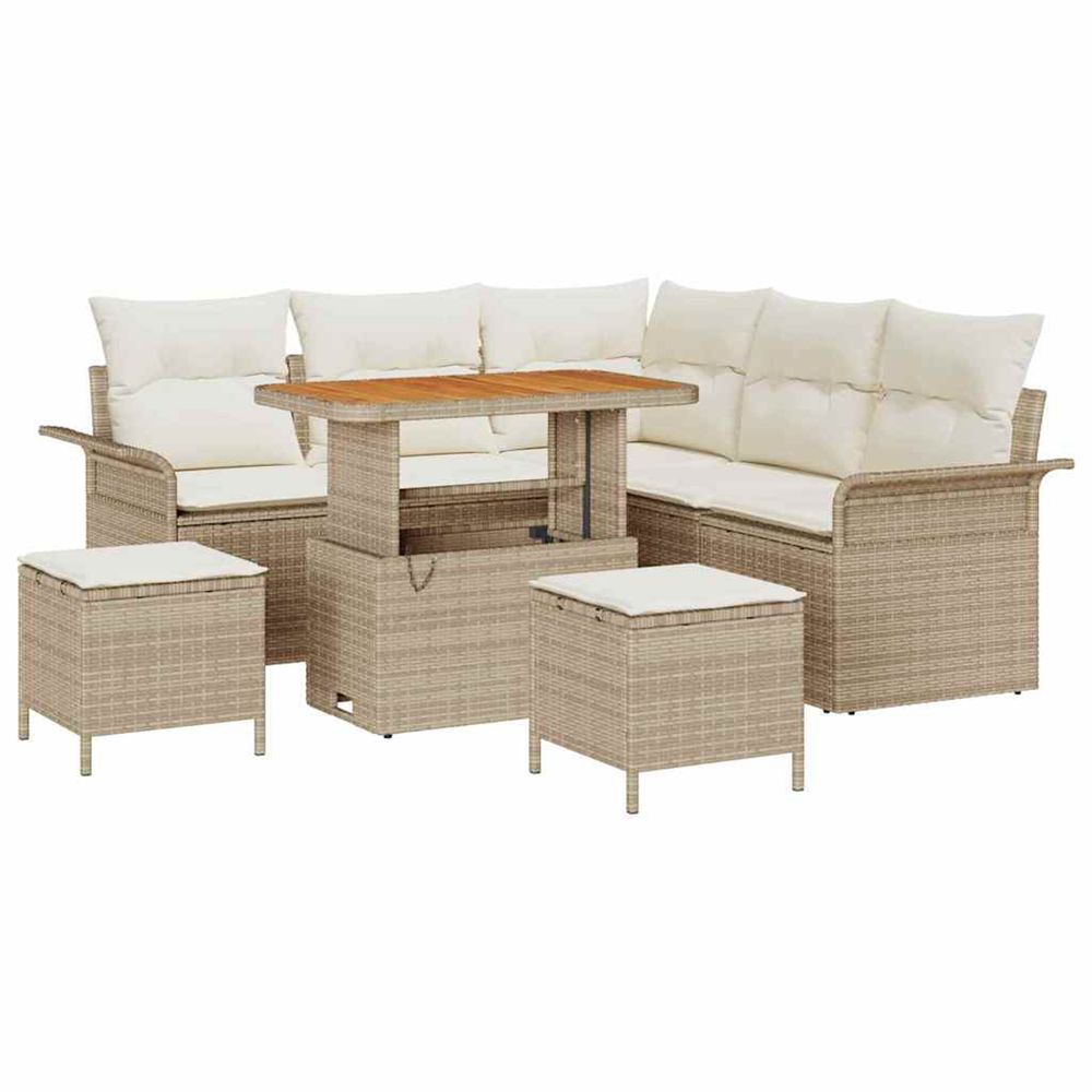 Ensemble de canapé de jardin 8 pc beige polyrotin