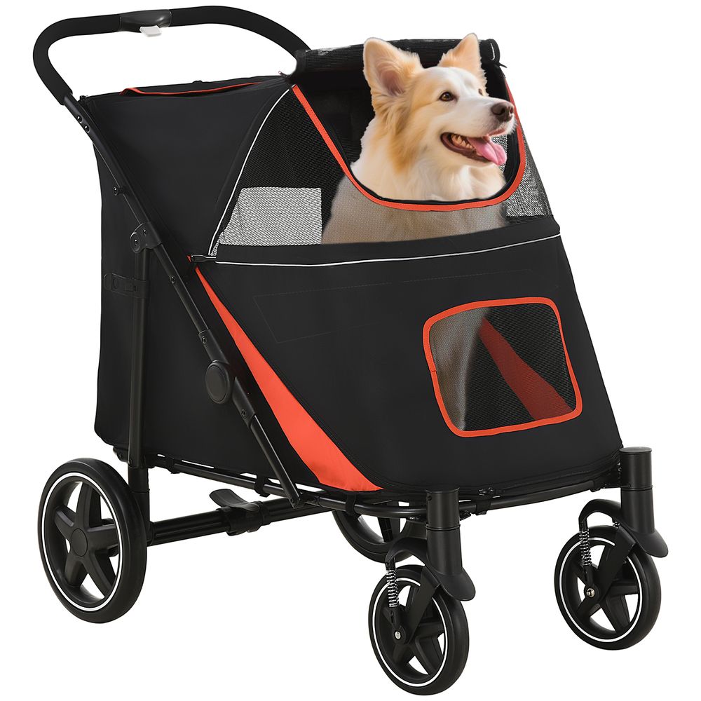 Poussette grand chien acier oxford extérieur animaux multiples accès 112x65x100cm noir