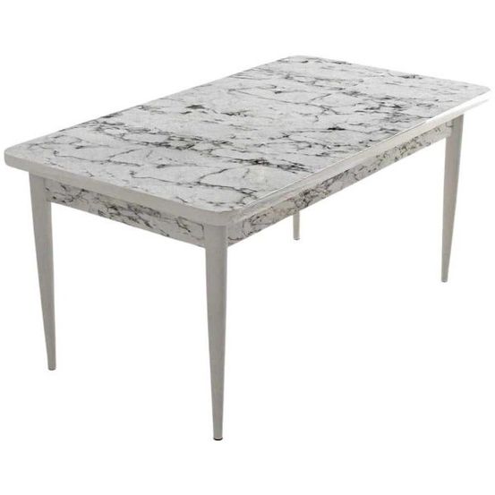 Table de repas en aggloméré nil blanc marbré