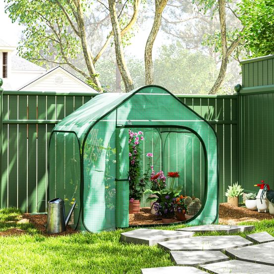 Mini serre pop-up polyéthylène 150 x 148 x 148 cm verte potager protection plantes - comfortxl outdoor living
