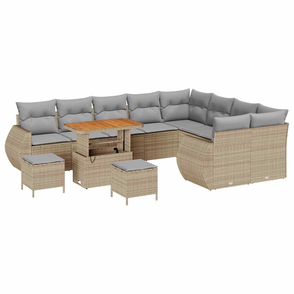 Ensemble de canapé de jardin 12 pc beige polyrotin