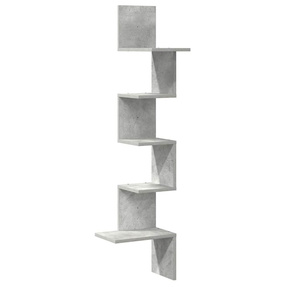 Étagère murale d'angle gris béton 32x32x127,5cm bois ingénierie