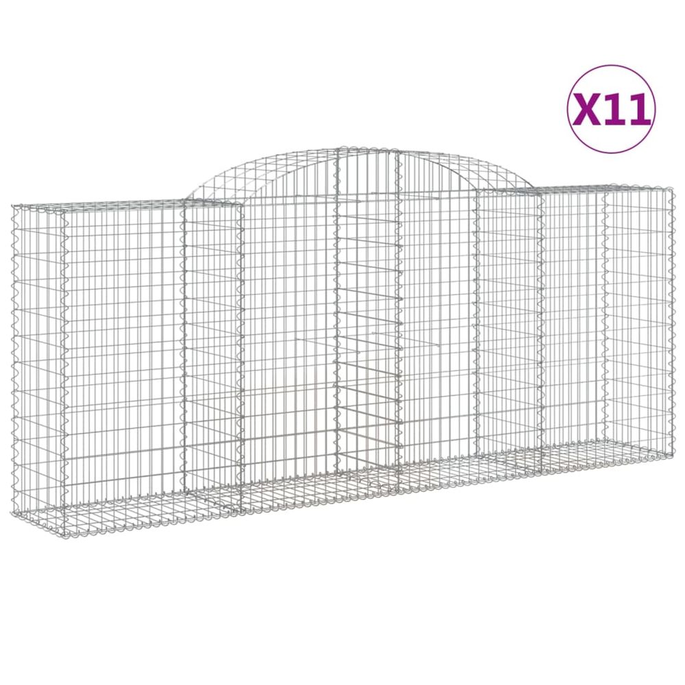 Paniers à gabions arqués 11 pcs 300x50x120/140 cm fer galvanisé